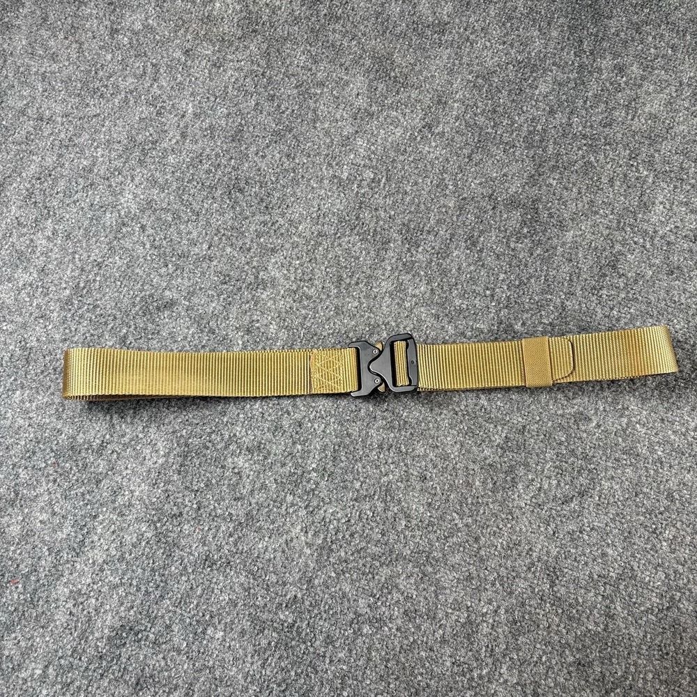Tactical Nylon Web Belt Quick Release Cobra Style Buckle Khaki Military to 46"